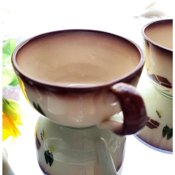 Set of I Love Lucy MCM Brock Of California Brown Country Lane Farmhouse Cups - Picture 12 of 14